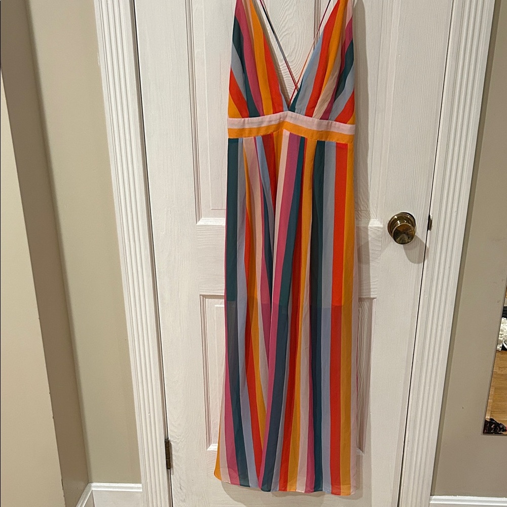 Essue Multicolor Striped Backless Dress